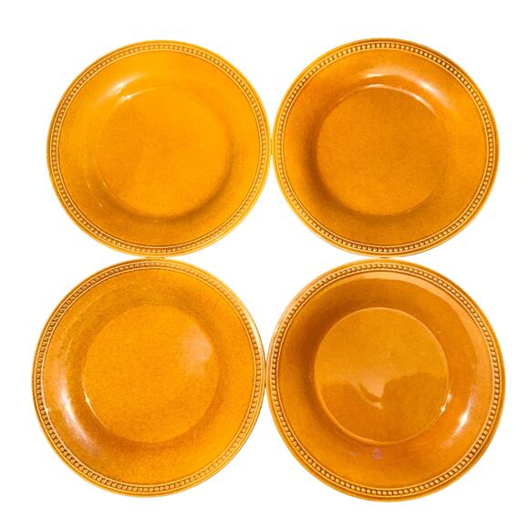 Pier 1 Imports Dinner Plates Spice Route Ginger 10.75" Set Of 4 Beaded Chinaware - Picture 1 of 7